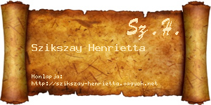 Szikszay Henrietta névjegykártya