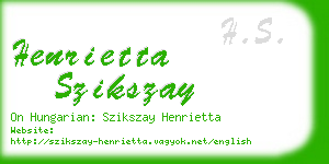 henrietta szikszay business card